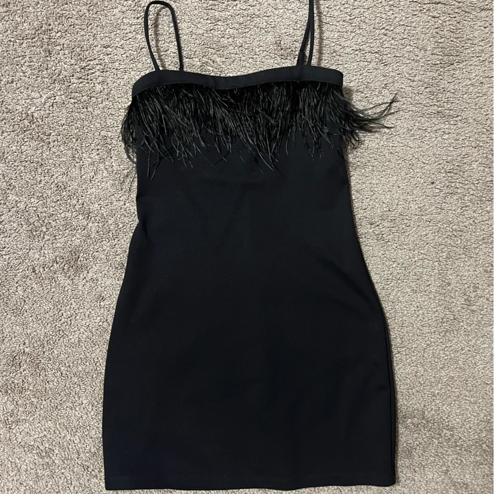 Black feathers dress